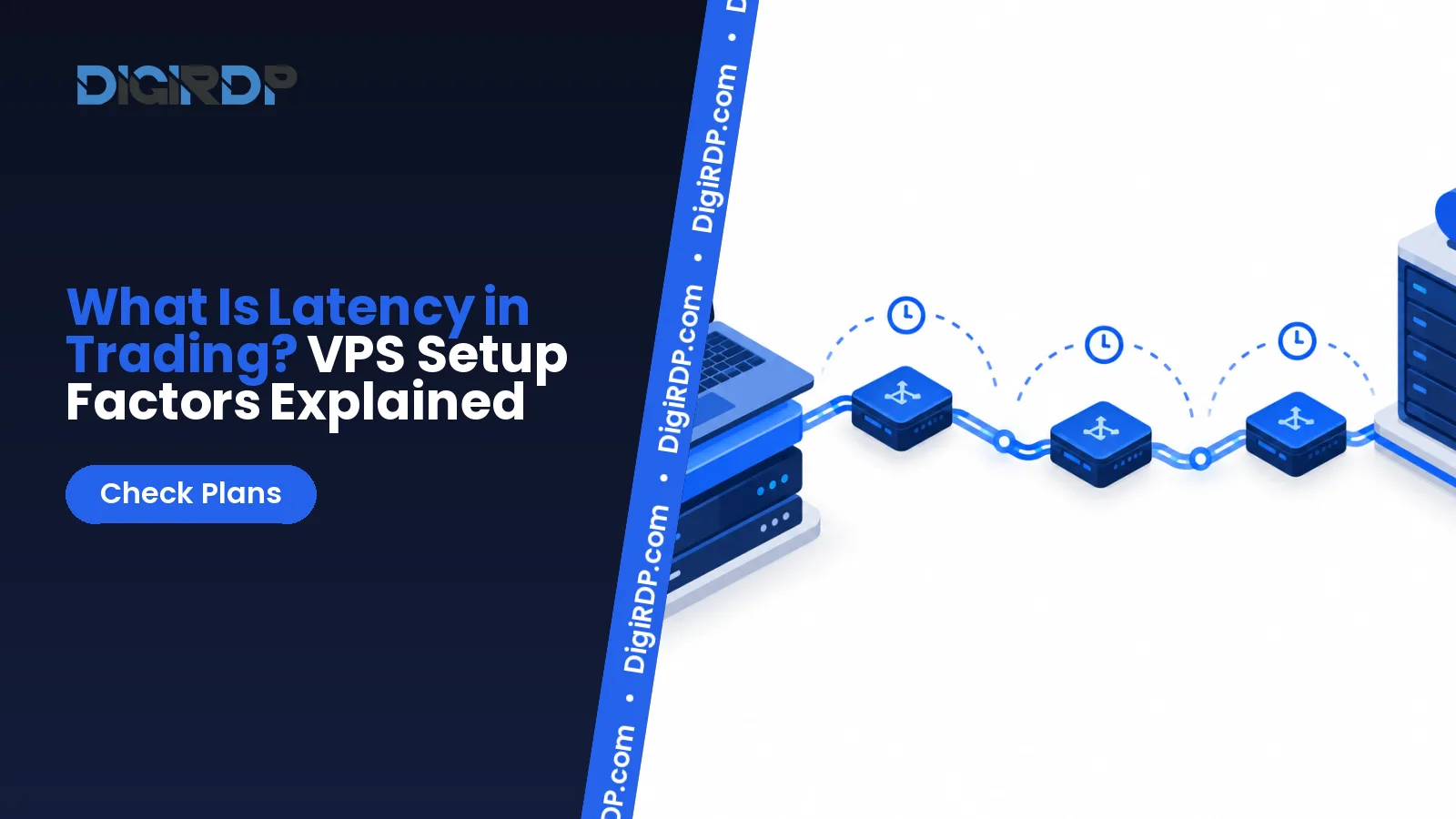 Diagram showing trading latency between an MT4 or MT5 terminal, VPS and broker server